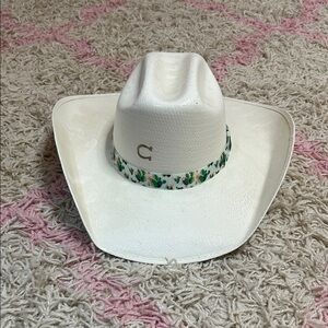Girls Charlie 1 Horse cowboy hat White Straw Cowboy Hat with Cactus Hatband